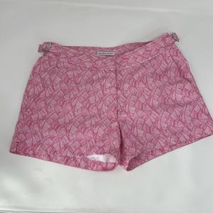 ORLEBAR BROWN Shorts Womens 0 Pink Tropical Leaf Print Beach Surf